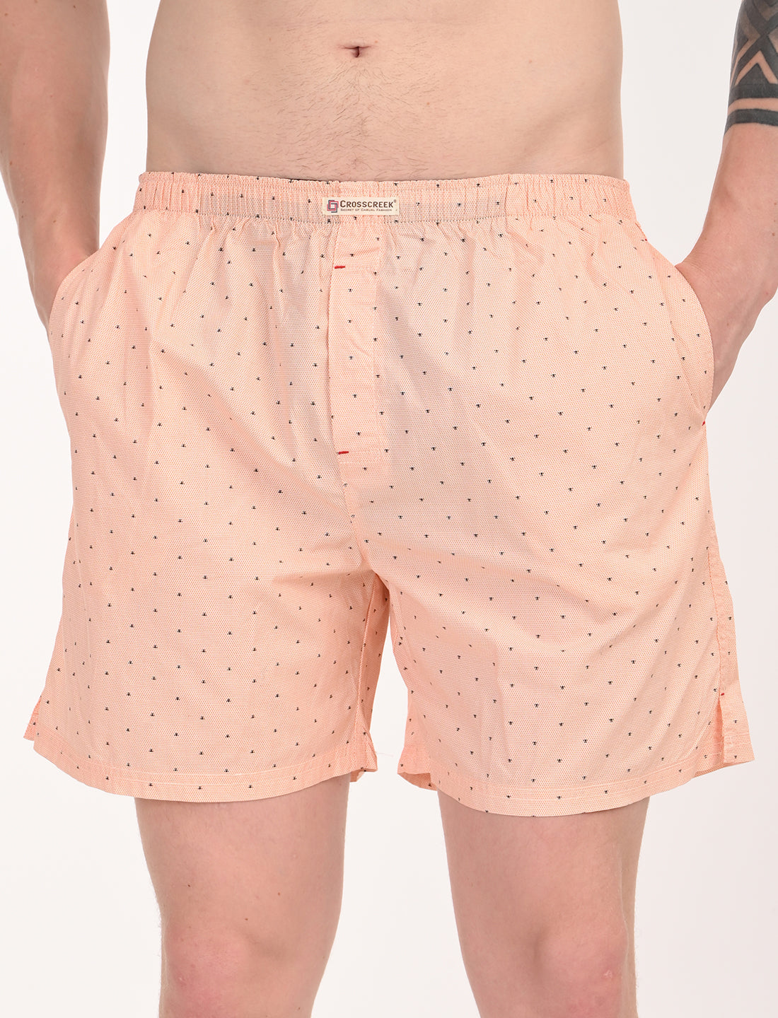 Crosscreek Men’s Boxer Shorts – 2-Pack | Peach Micro Dot & Navy Strawberry Print | Soft Cotton Style