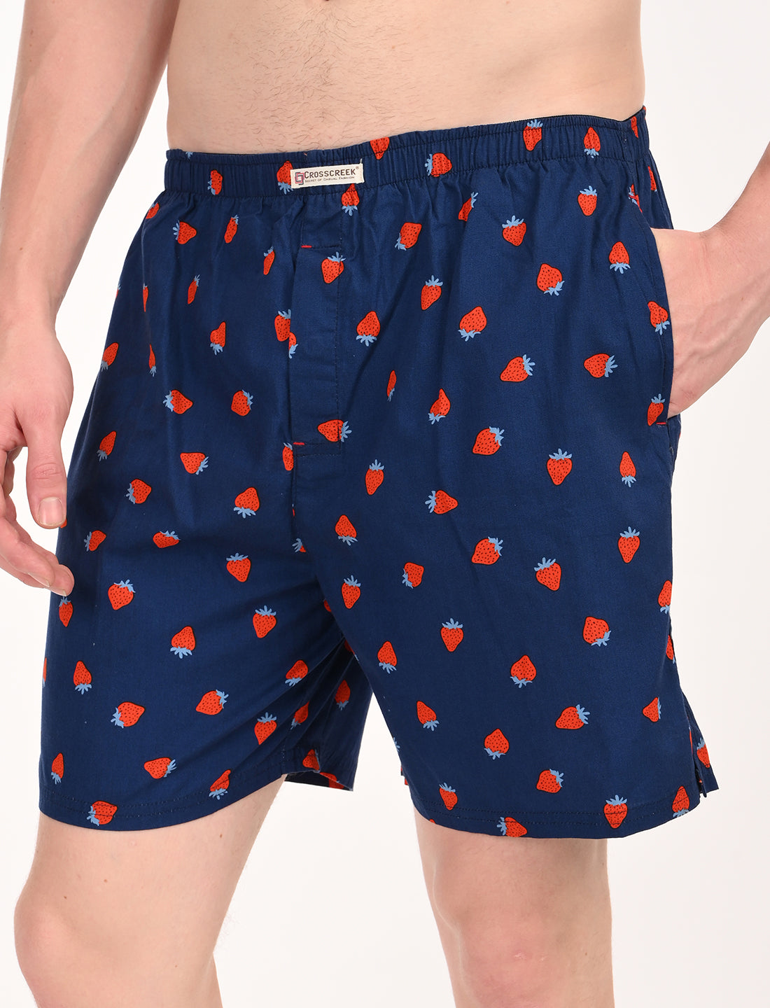 Crosscreek Men’s Boxer Shorts – 2-Pack | Peach Micro Dot & Navy Strawberry Print | Soft Cotton Style