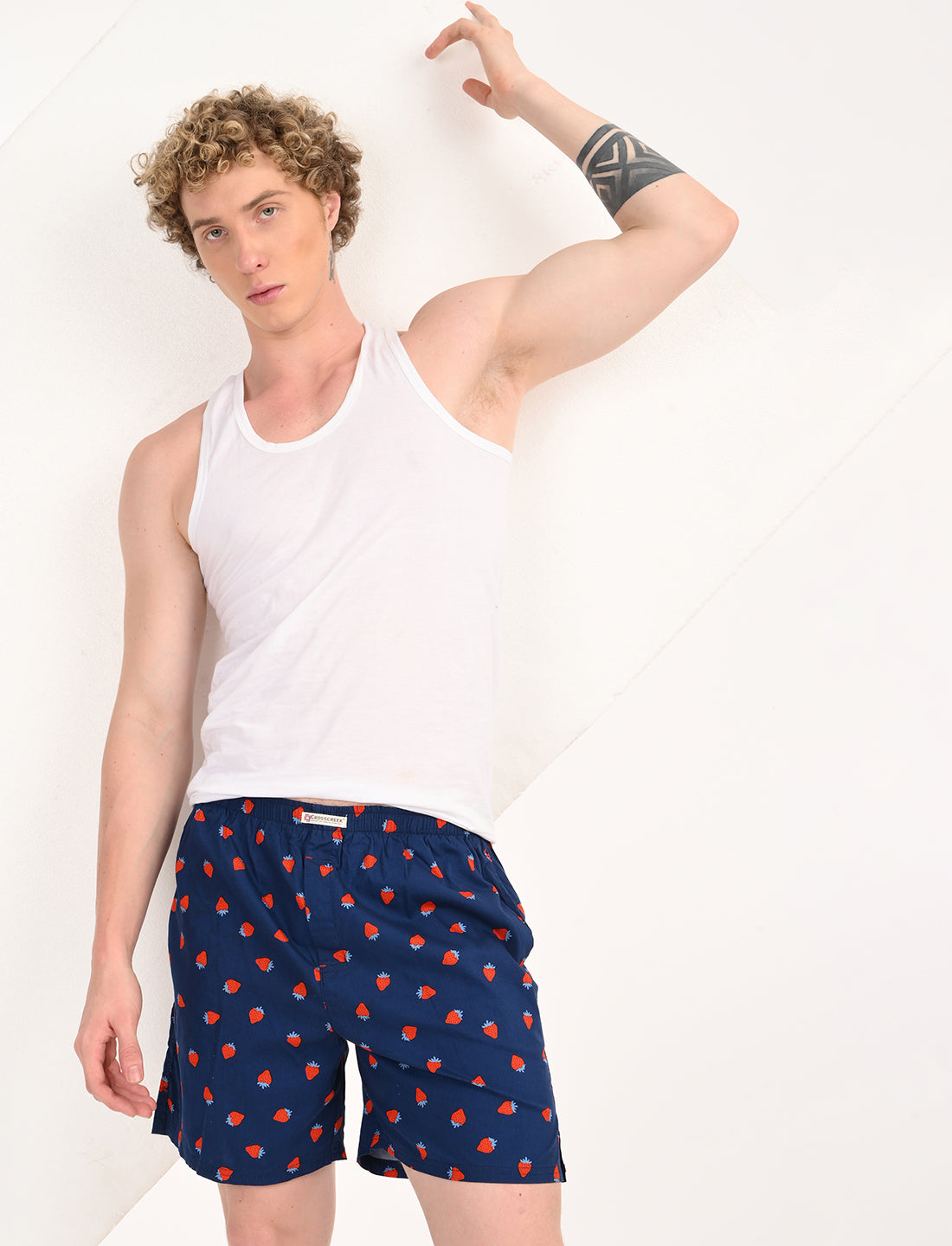 Crosscreek Men’s Boxer Shorts – 2-Pack | Peach Micro Dot & Navy Strawberry Print | Soft Cotton Style