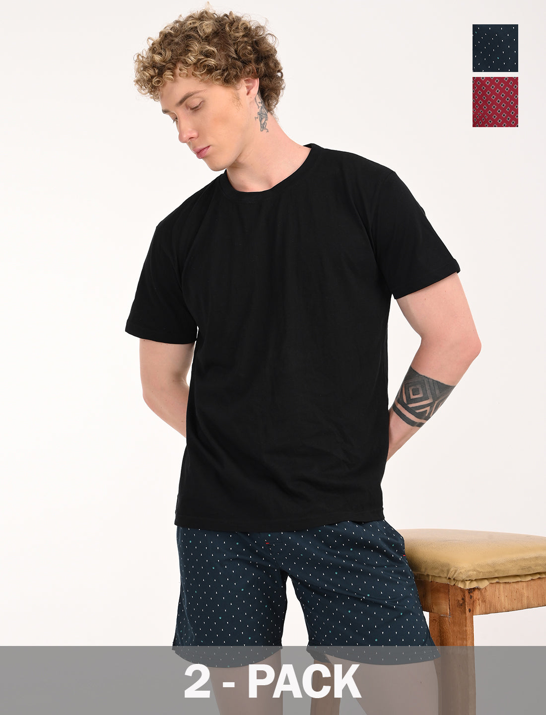 Crosscreek Men’s Boxer Shorts – 2-Pack | Navy Diamond & Maroon Geometric Prints | 100% Cotton Comfortwear