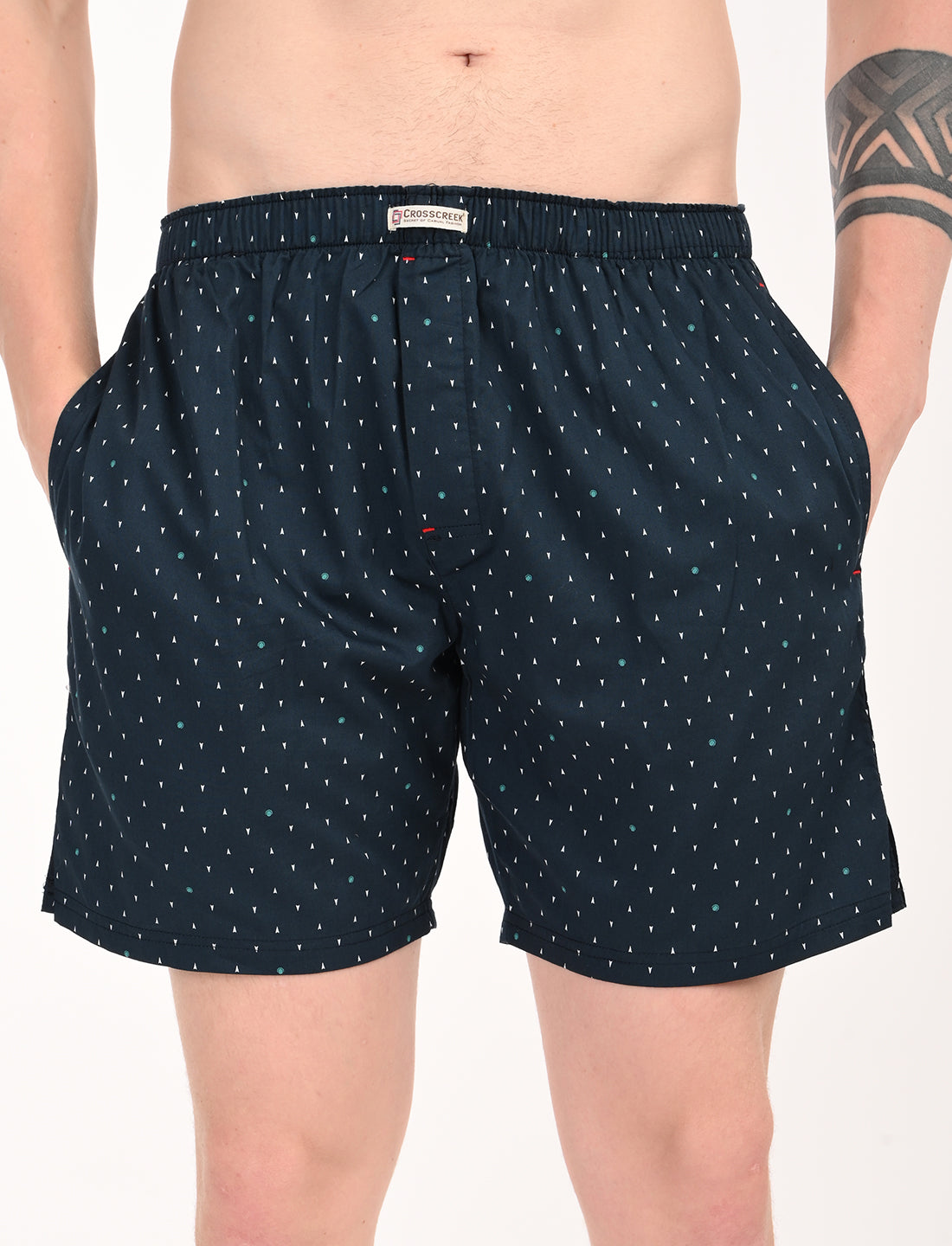 Crosscreek Men’s Boxer Shorts – 2-Pack | Navy Diamond & Maroon Geometric Prints | 100% Cotton Comfortwear