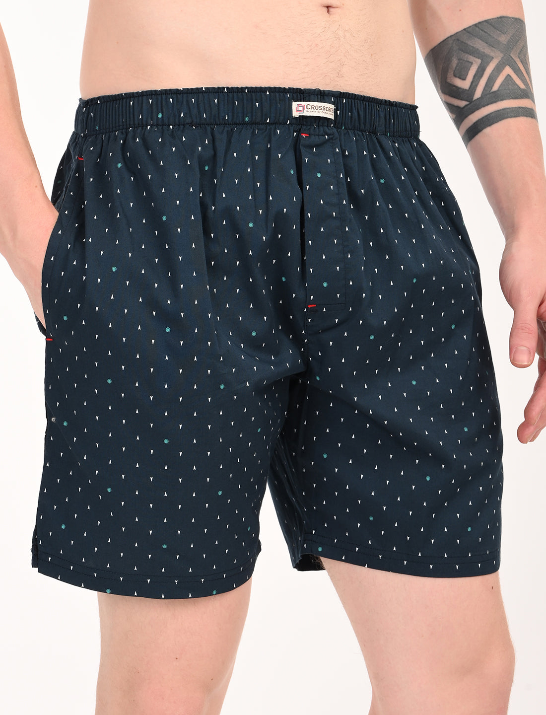 Crosscreek Men’s Boxer Shorts – 2-Pack | Navy Diamond & Maroon Geometric Prints | 100% Cotton Comfortwear