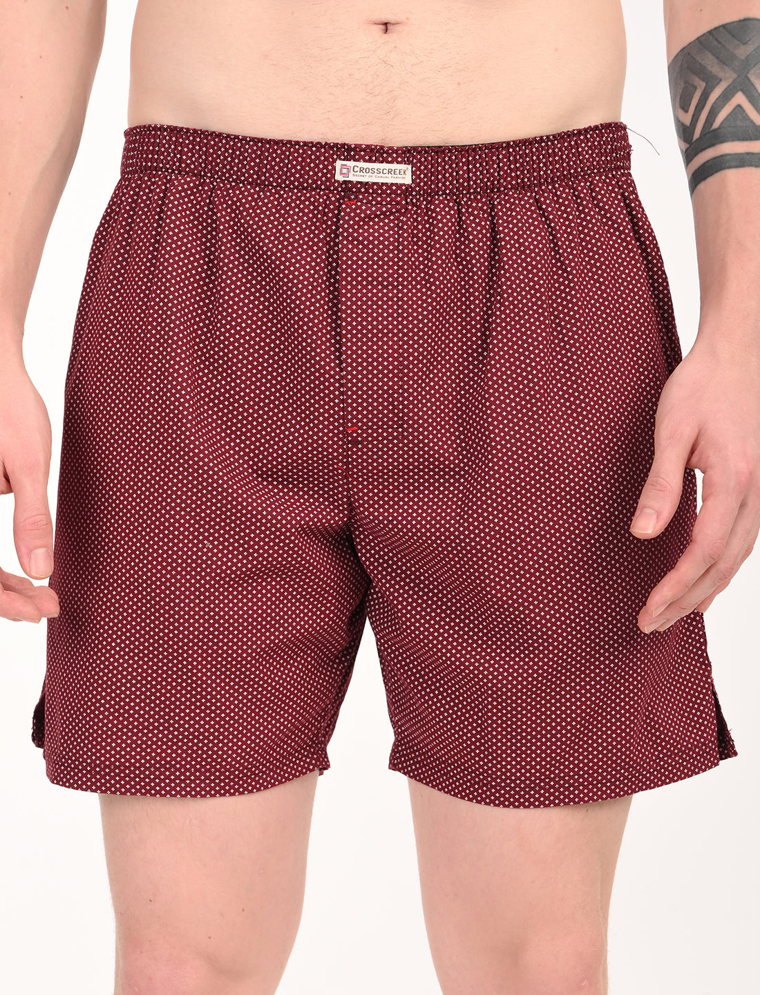 Crosscreek Men’s Boxer Shorts – 2-Pack | Blue Microdot & Maroon Diamond Dot | 100% Cotton Comfort