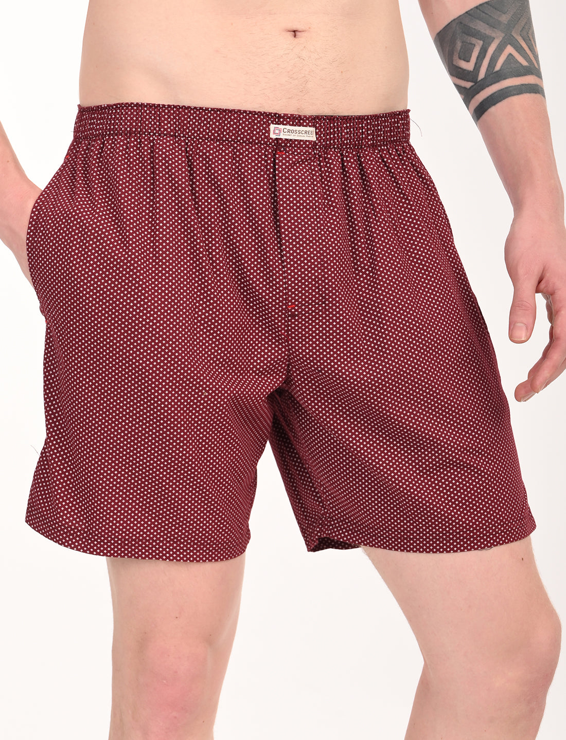Crosscreek Men’s Boxer Shorts – 2-Pack | Blue Microdot & Maroon Diamond Dot | 100% Cotton Comfort