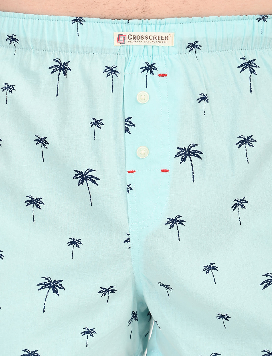 Crosscreek Men's 2-Pack Classic Printed Cotton Boxer Shorts – Aqua Print & Black Geometric Print