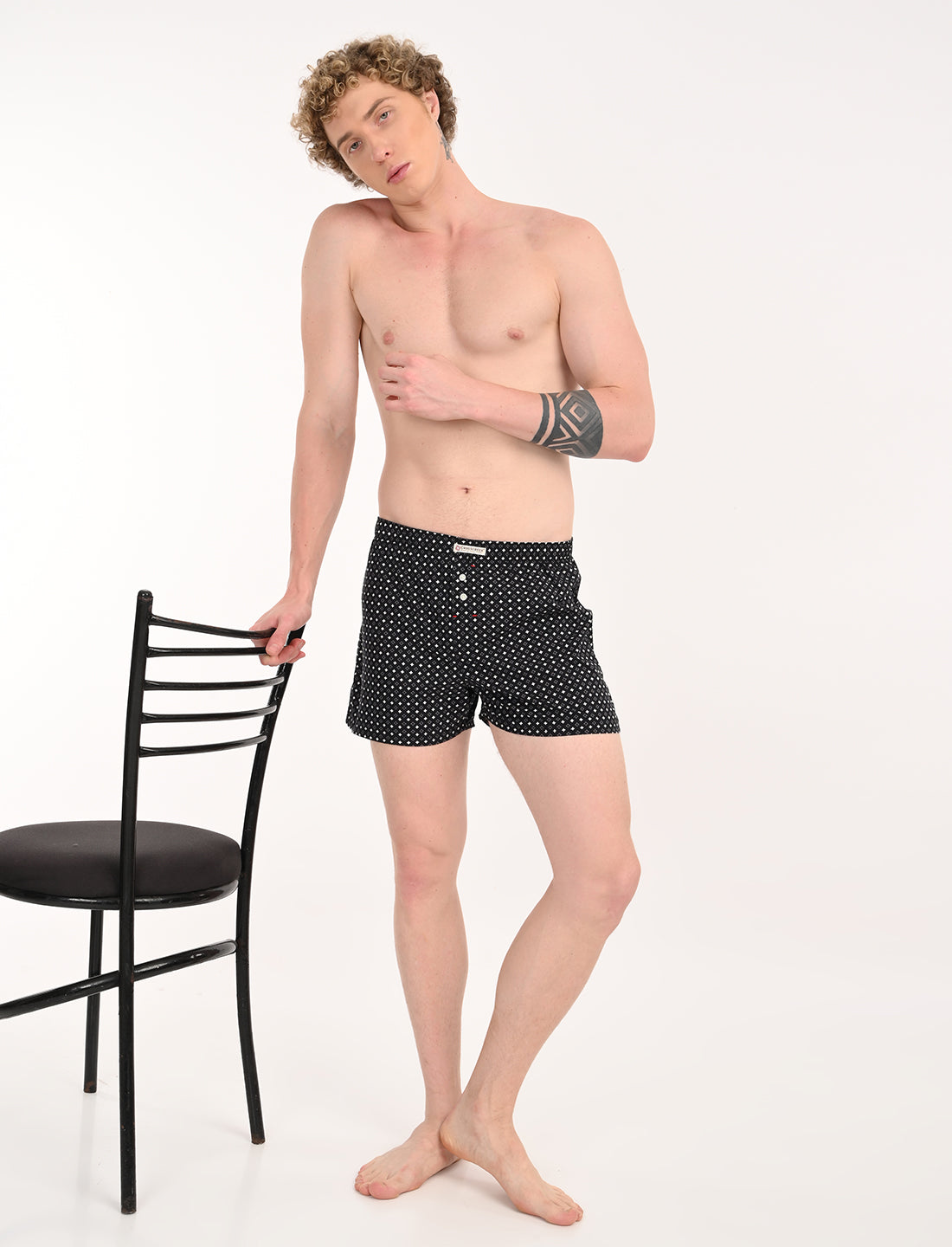 Crosscreek Men's 2-Pack Classic Printed Cotton Boxer Shorts – Aqua Print & Black Geometric Print