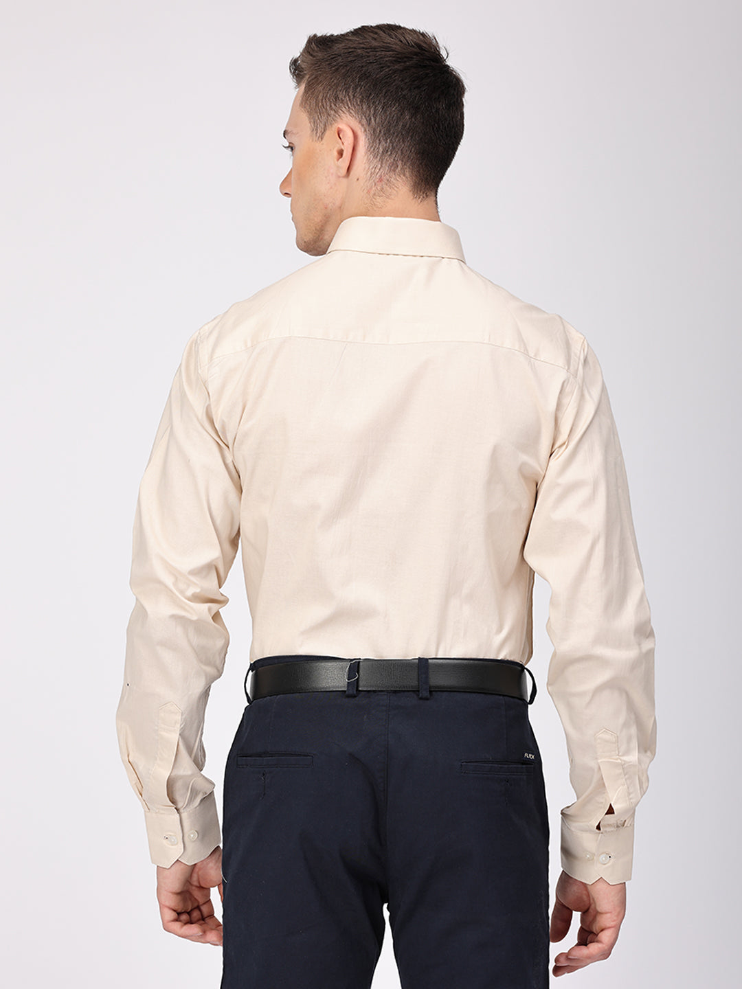 Copperline Men Beige Plain Formal Shirt Copperline