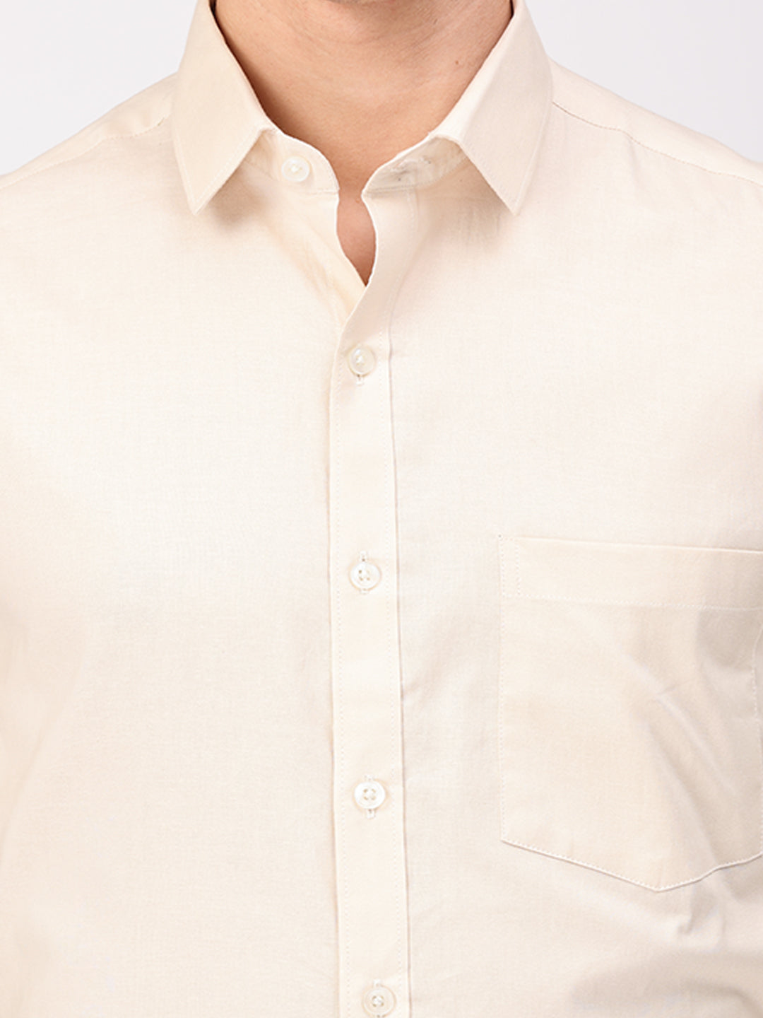 Copperline Men Beige Plain Formal Shirt Copperline