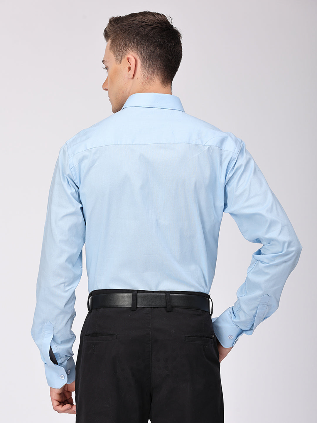 Copperline Men Light Blue Plain Formal Shirt Copperline
