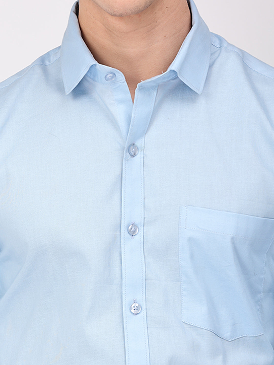 Copperline Men Light Blue Plain Formal Shirt Copperline