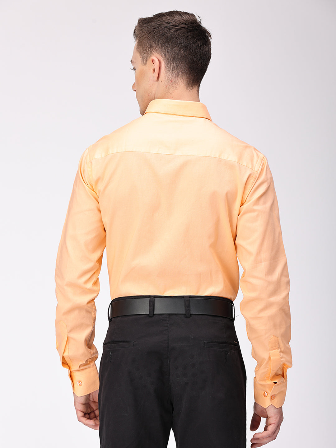 Copperline Men Orange Plain Formal Shirt Copperline