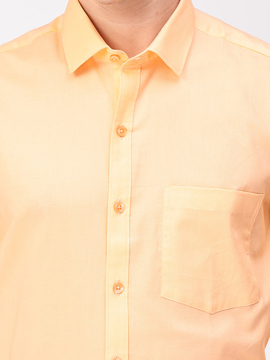 Copperline Men Orange Plain Formal Shirt Copperline