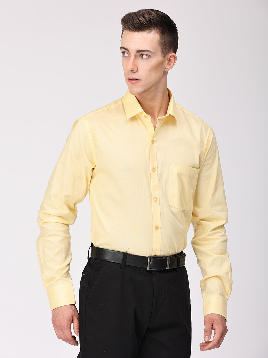 Copperline Men Yellow Plain Formal Shirt Copperline