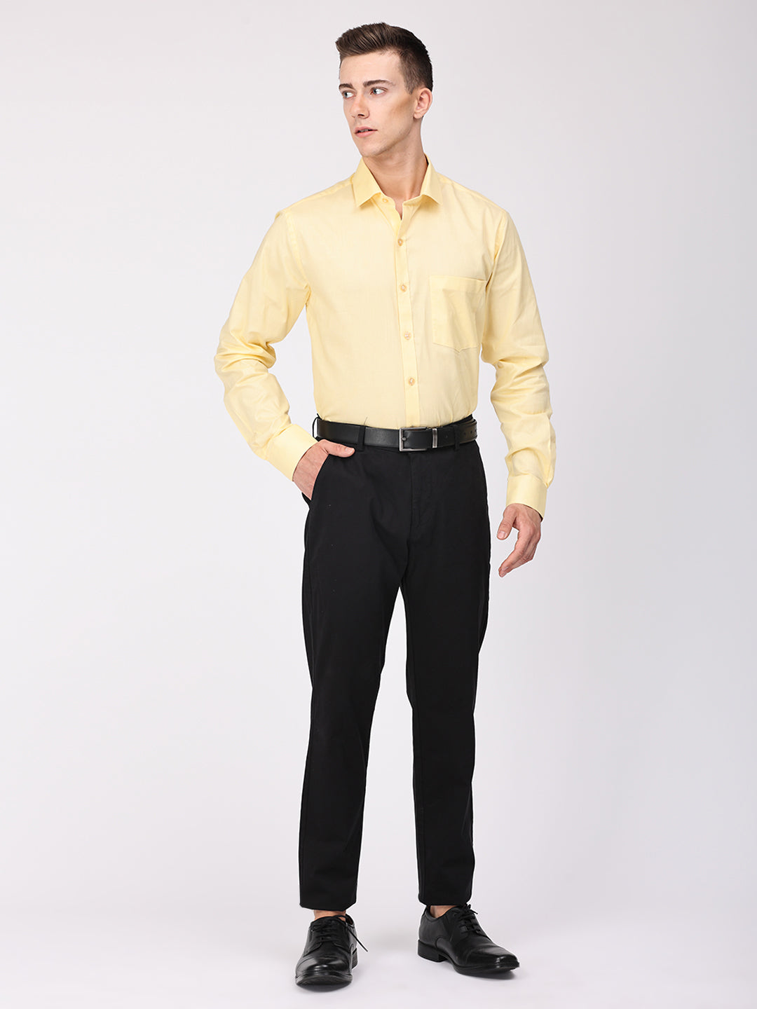 Copperline Men Yellow Plain Formal Shirt Copperline