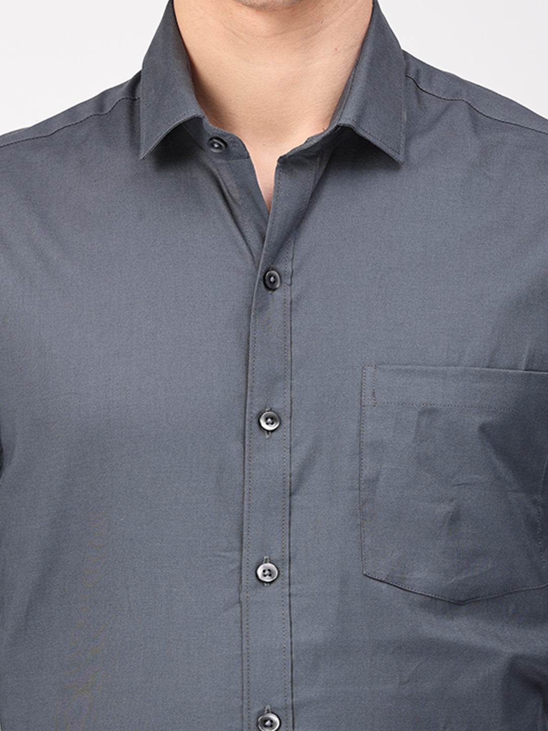 Copperline Men Grey Plain Formal Shirt Copperline