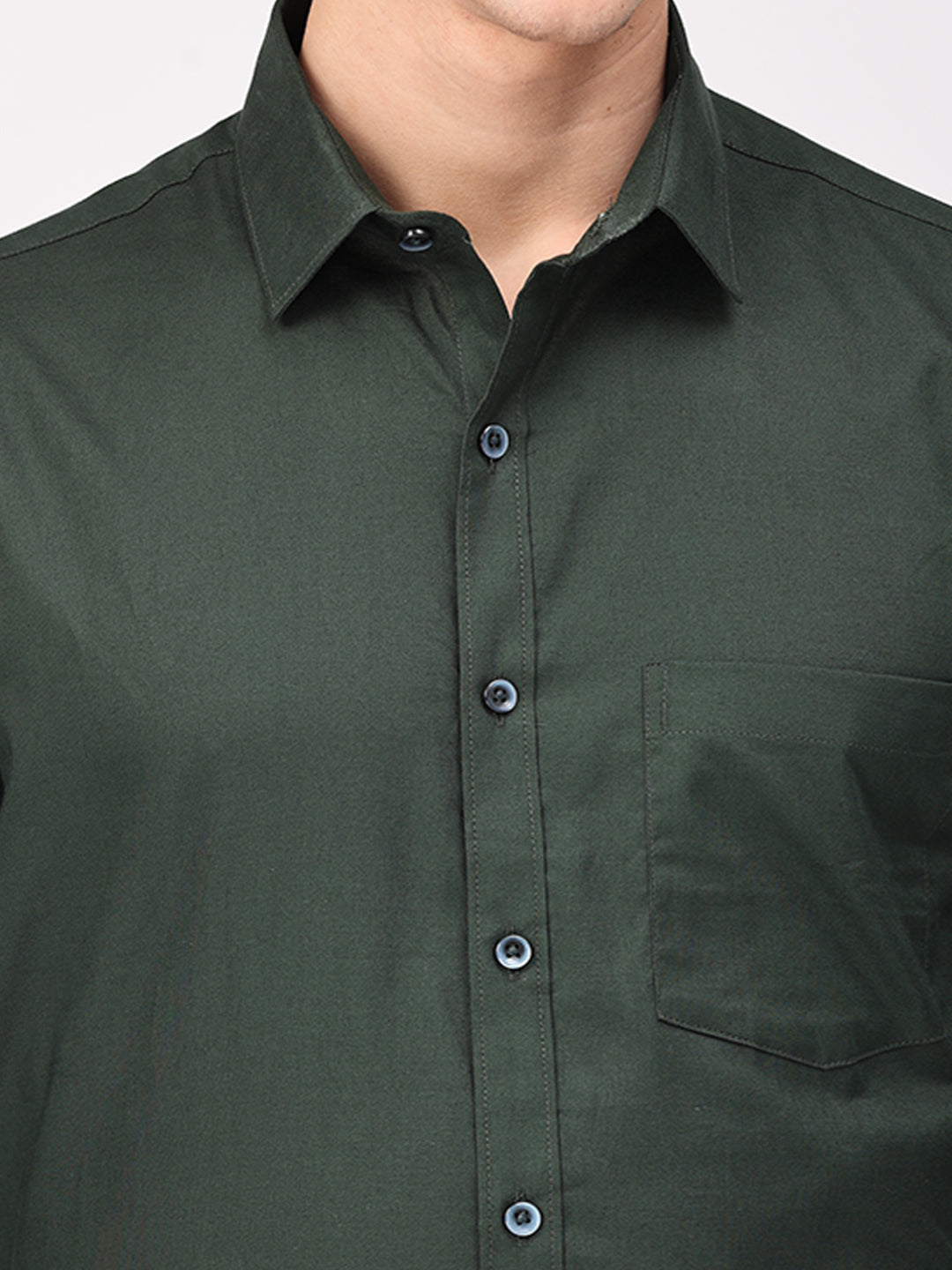 Copperline Men Green Plain Formal Shirt Copperline