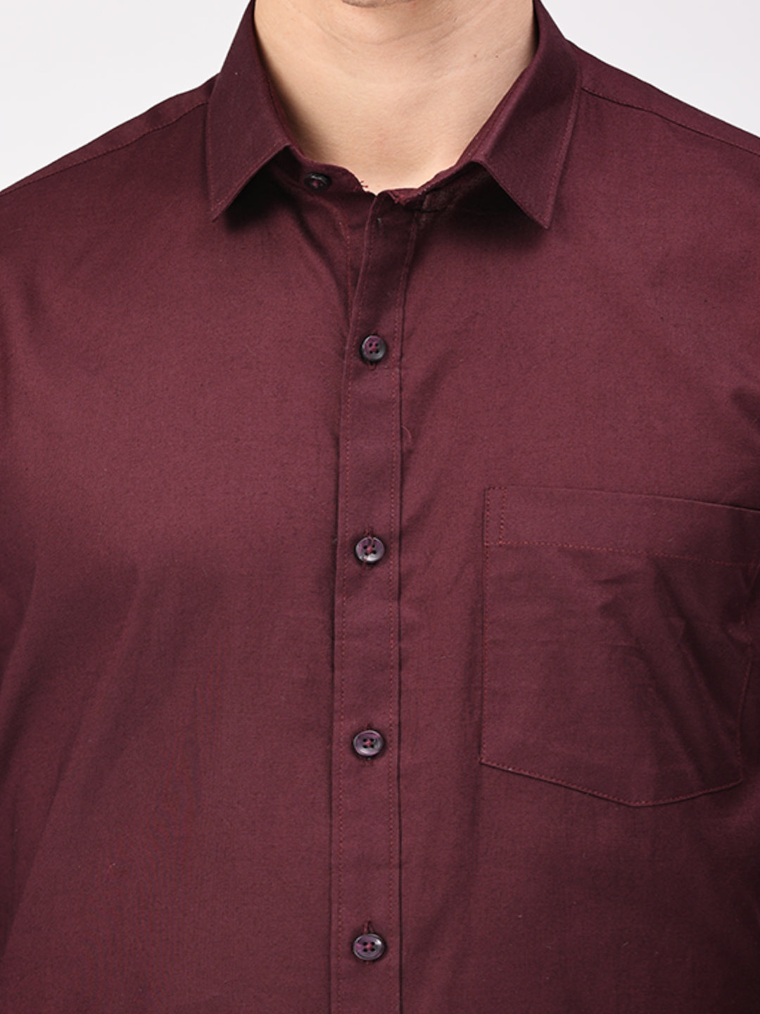 Copperline Men Wine Plain Formal Shirt Copperline