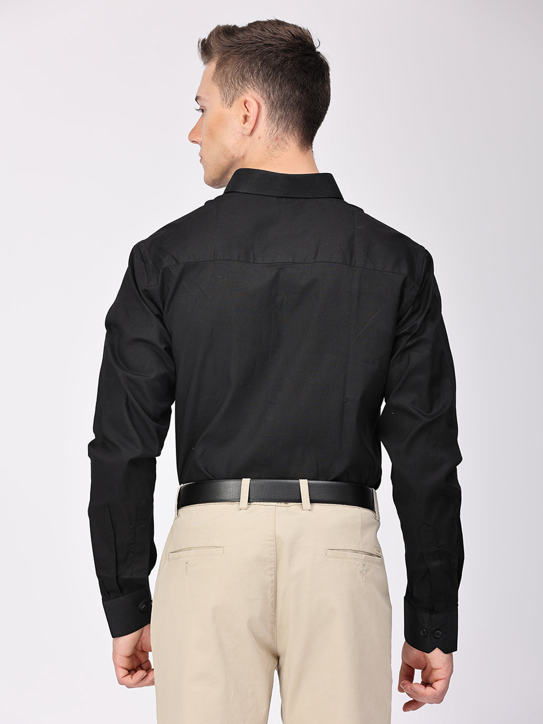 Copperline Men Black Plain Formal Shirt Copperline