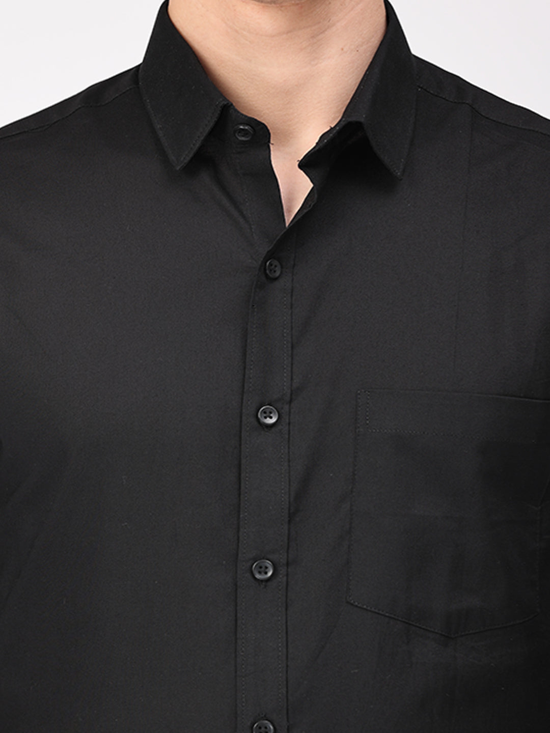 Copperline Men Black Plain Formal Shirt Copperline