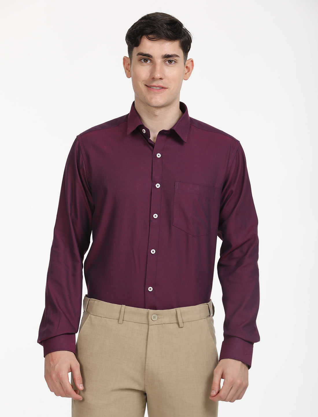 Copperline Men Wine Oxford Formal Shirt