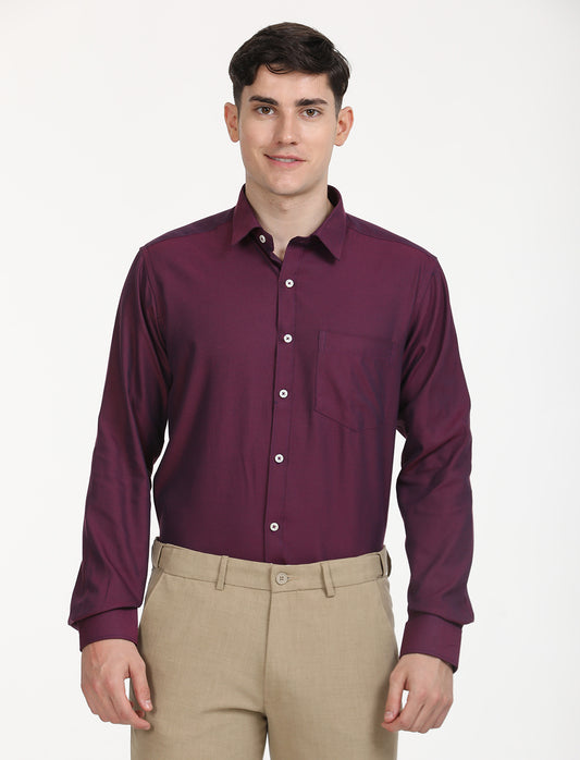 Copperline Men Wine Oxford Formal Shirt
