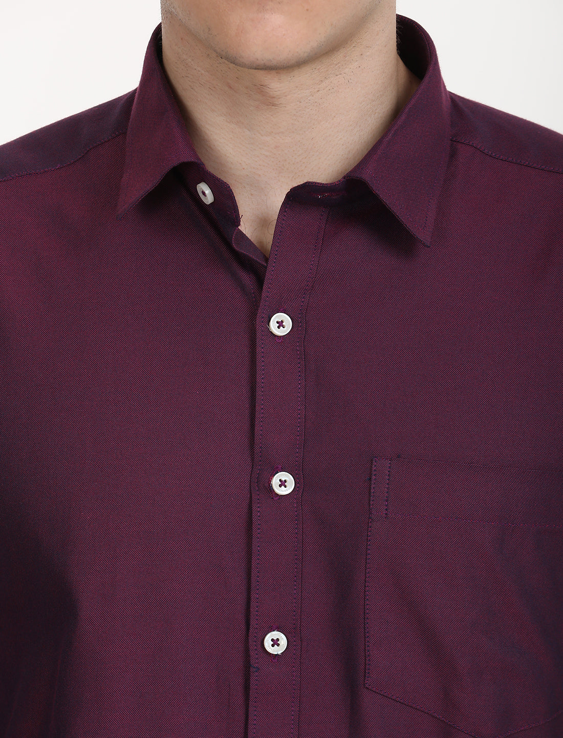 Copperline Men Wine Oxford Formal Shirt