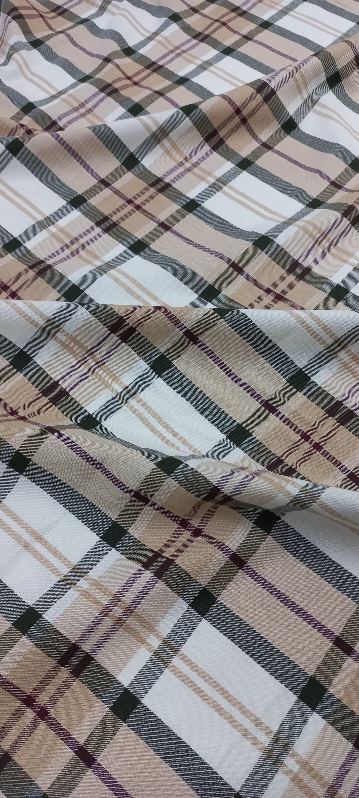 White with Brown Yarn Dyed Checks Cotton Unstitched Men's Shirt Piece (Width 58 Inch | 1.60 Meters)