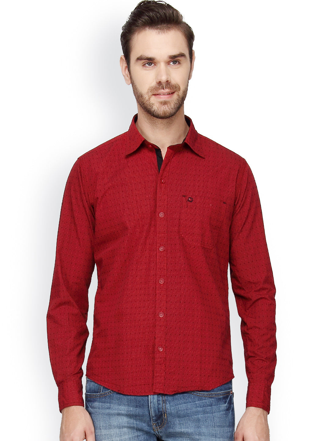 Crosscreek Men Maroon Checks Casual Shirt Crosscreek