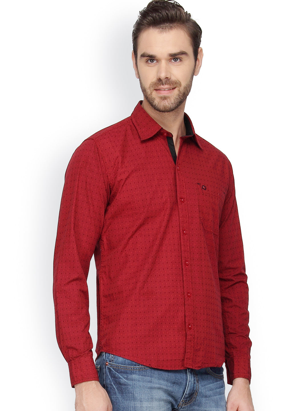 Crosscreek Men Maroon Checks Casual Shirt Crosscreek