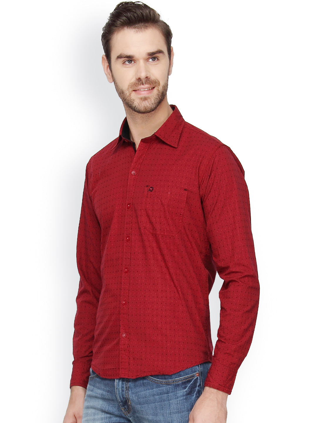 Crosscreek Men Maroon Checks Casual Shirt Crosscreek
