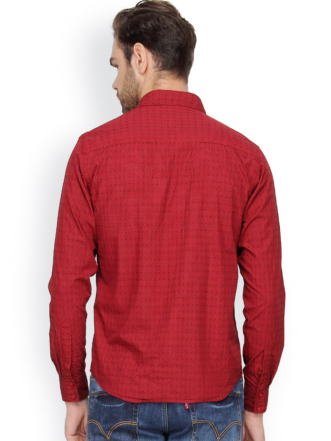 Crosscreek Men Maroon Checks Casual Shirt Crosscreek
