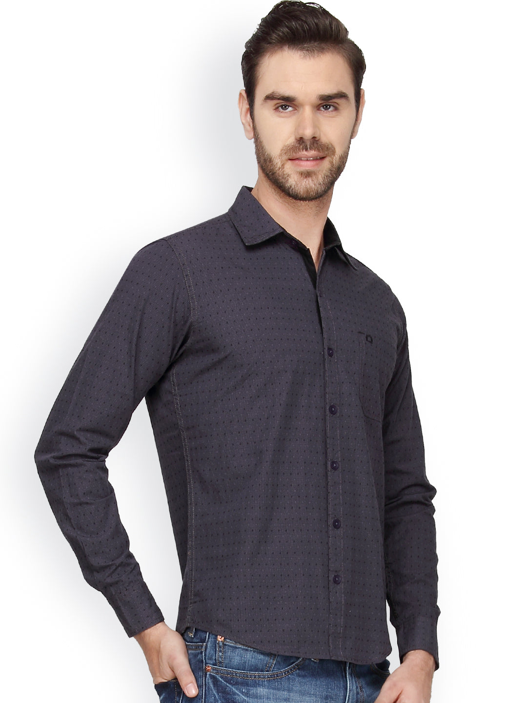 Crosscreek Men Grey Checks Casual Shirt Crosscreek