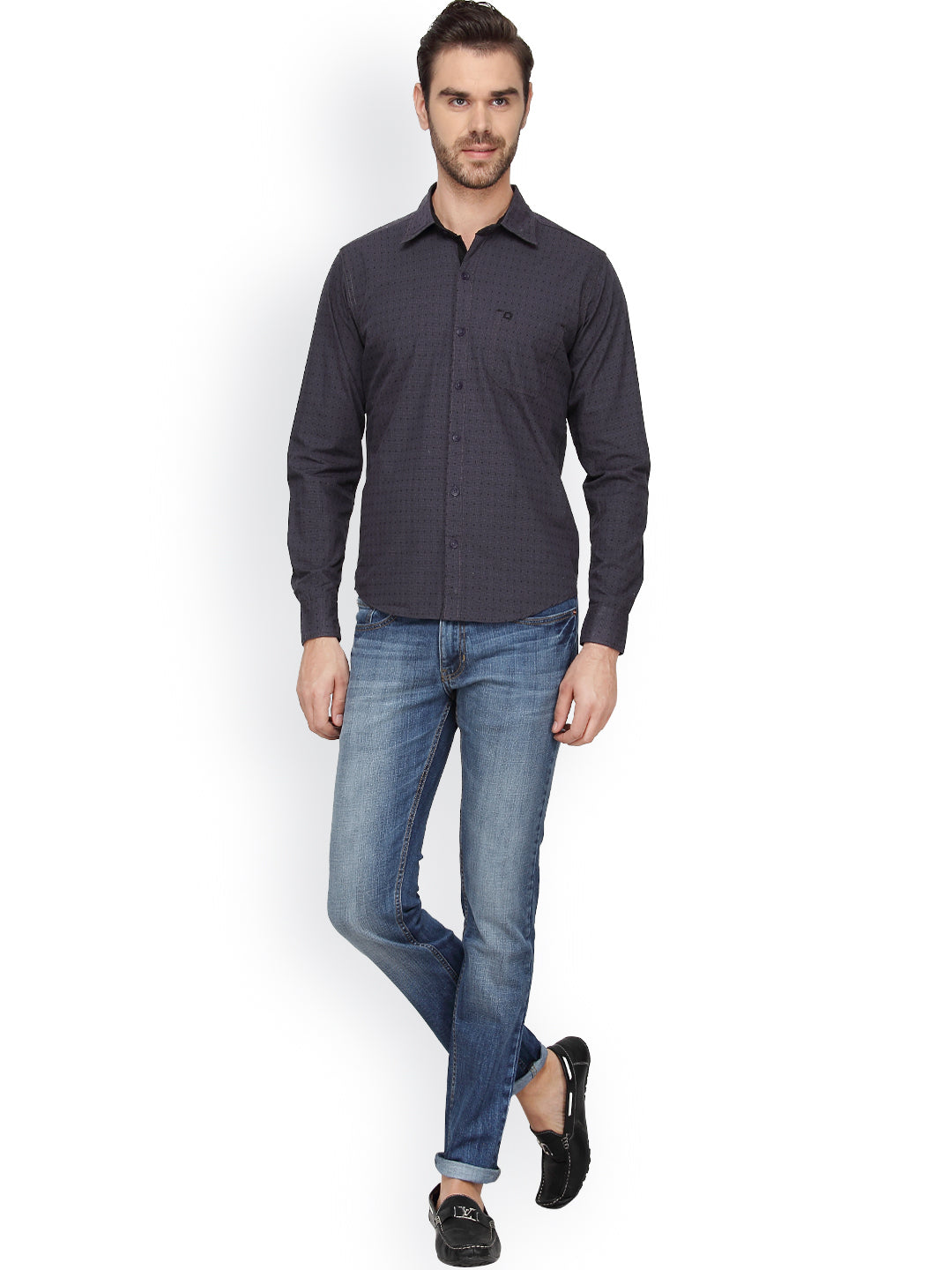 Crosscreek Men Grey Checks Casual Shirt Crosscreek