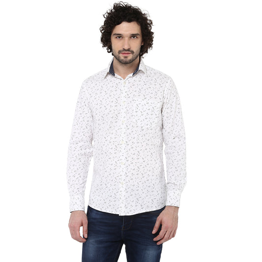 Crosscreek Men White Printed Casual Shirt Crosscreek