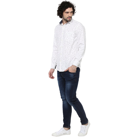 Crosscreek Men White Printed Casual Shirt Crosscreek