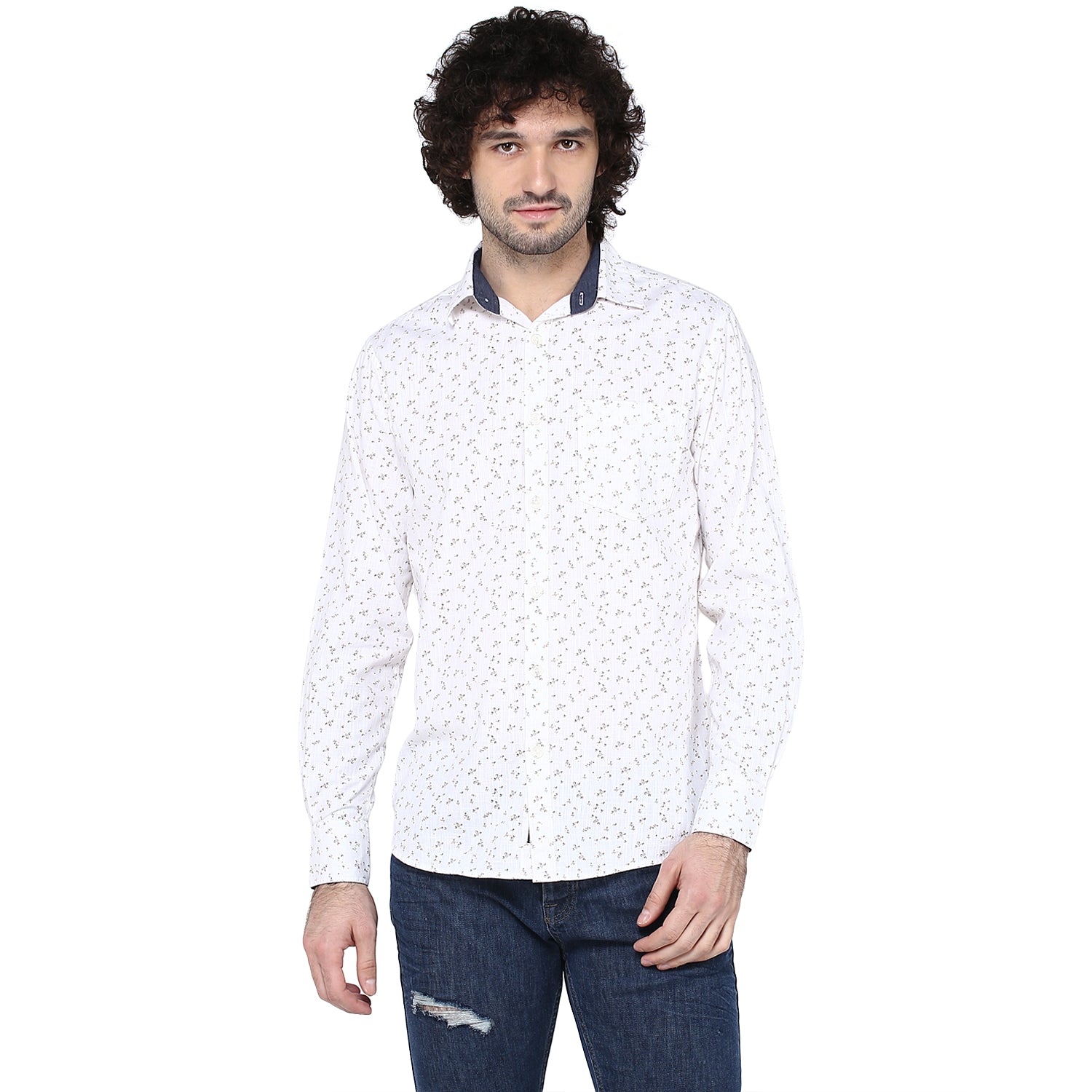 Crosscreek Men White Printed Casual Shirt Crosscreek
