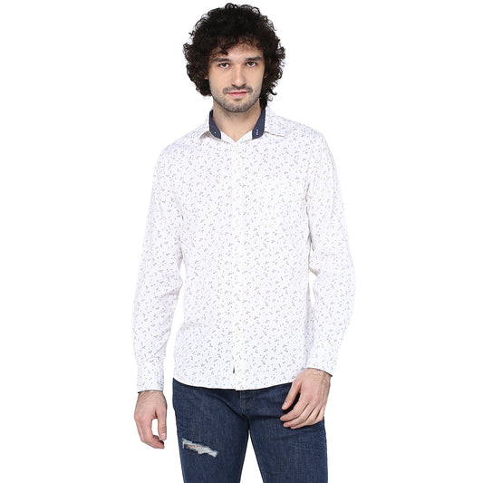 Crosscreek Men White Printed Casual Shirt Crosscreek