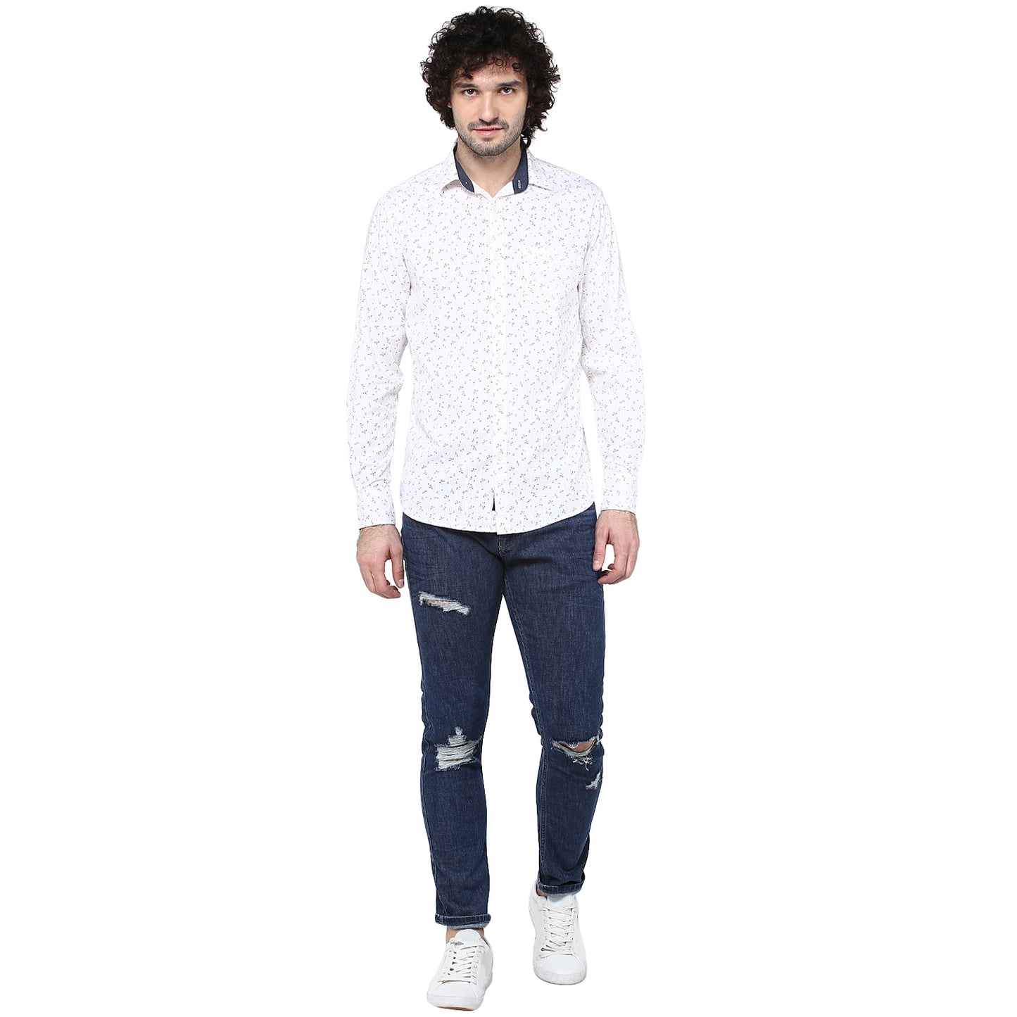 Crosscreek Men White Printed Casual Shirt Crosscreek
