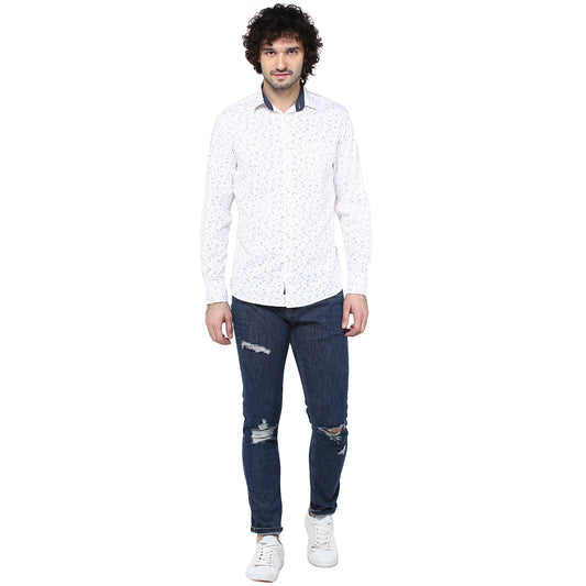Crosscreek Men White Printed Casual Shirt Crosscreek