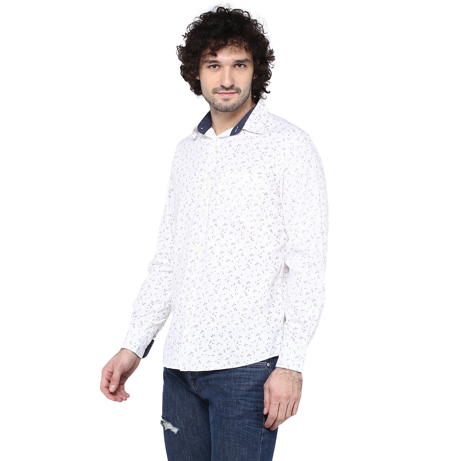 Crosscreek Men White Printed Casual Shirt Crosscreek