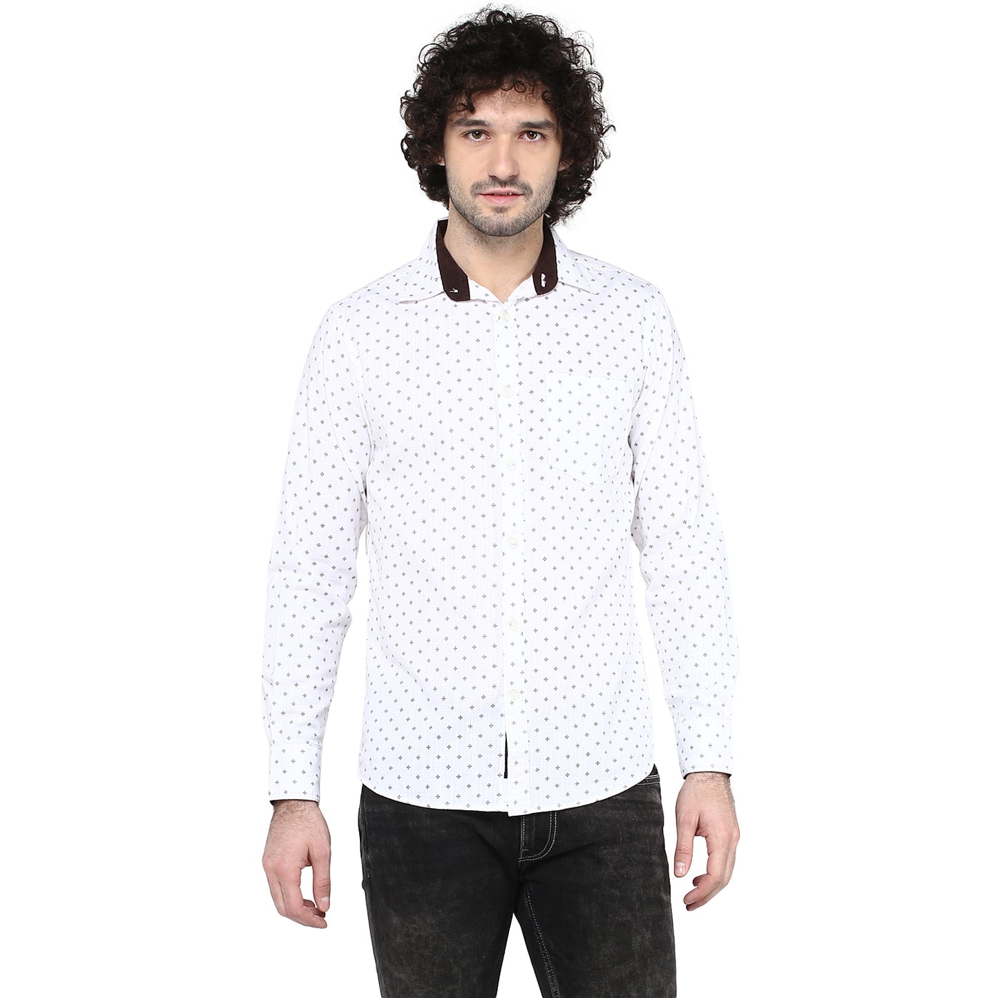 Crosscreek Men White Printed Casual Shirt Crosscreek