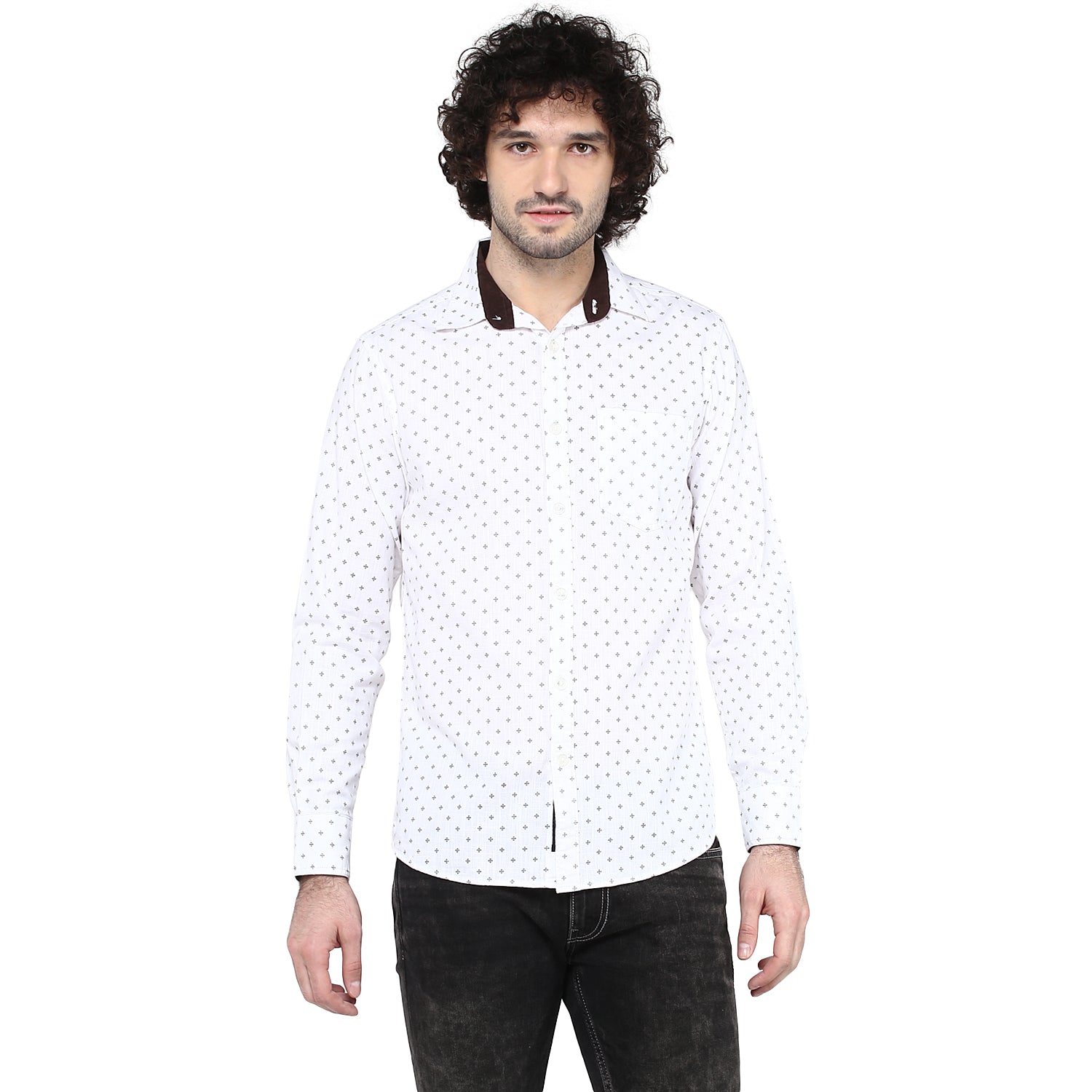 Crosscreek Men White Printed Casual Shirt Crosscreek