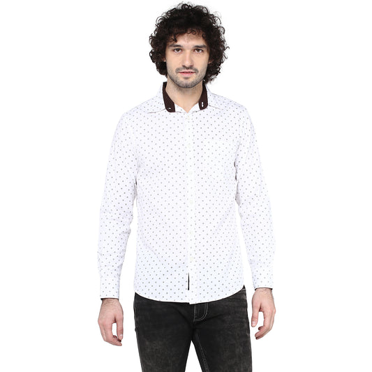 Crosscreek Men White Printed Casual Shirt Crosscreek