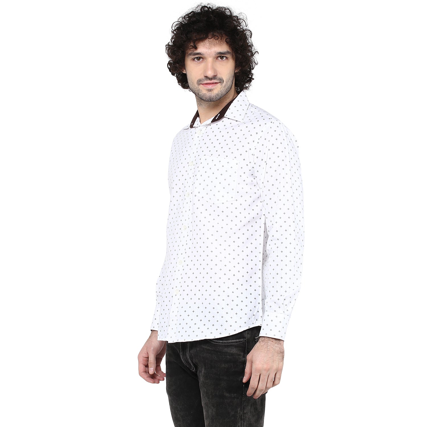 Crosscreek Men White Printed Casual Shirt Crosscreek