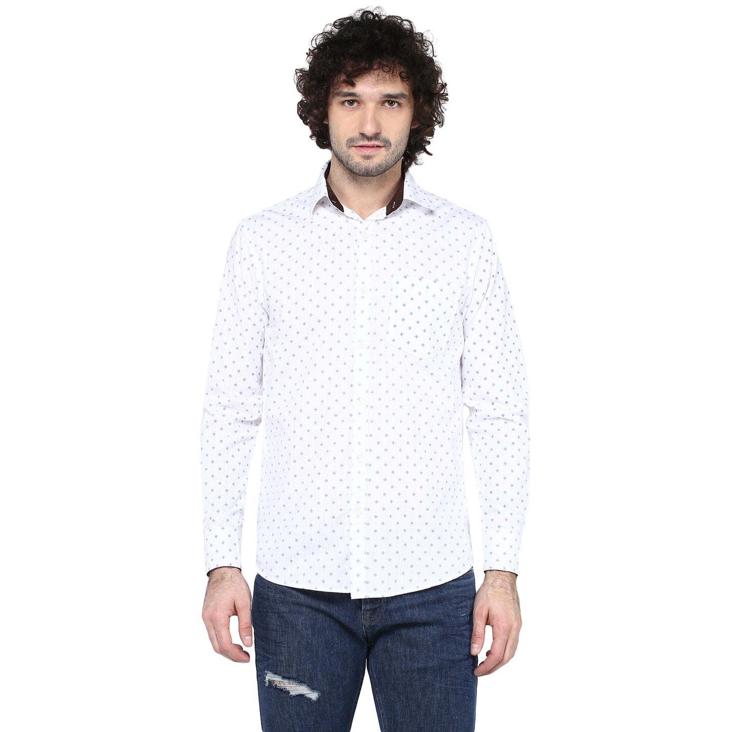 Crosscreek Men White Printed Casual Shirt Crosscreek