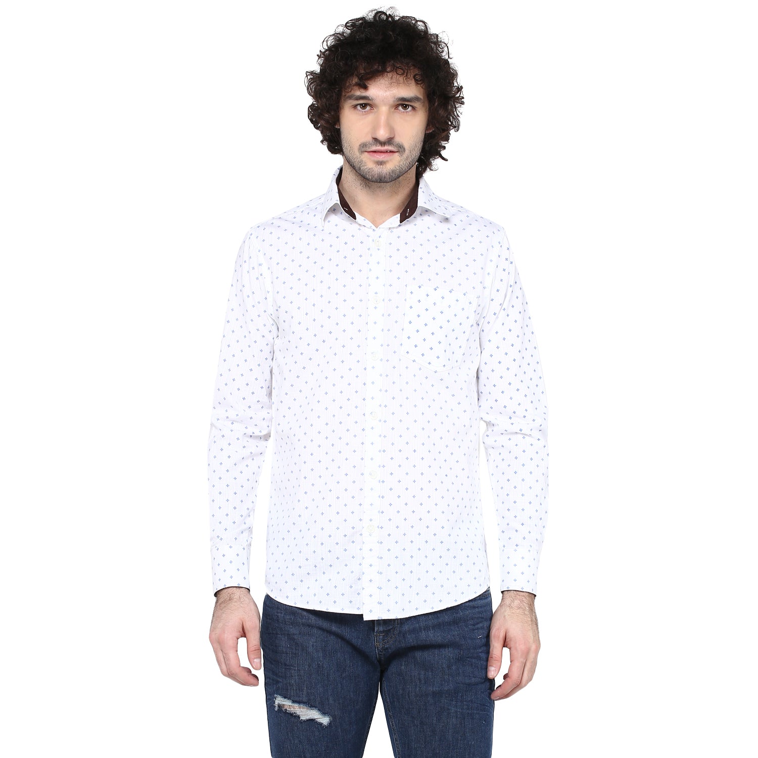Crosscreek Men White Printed Casual Shirt Crosscreek