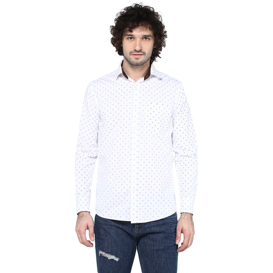 Crosscreek Men White Printed Casual Shirt Crosscreek