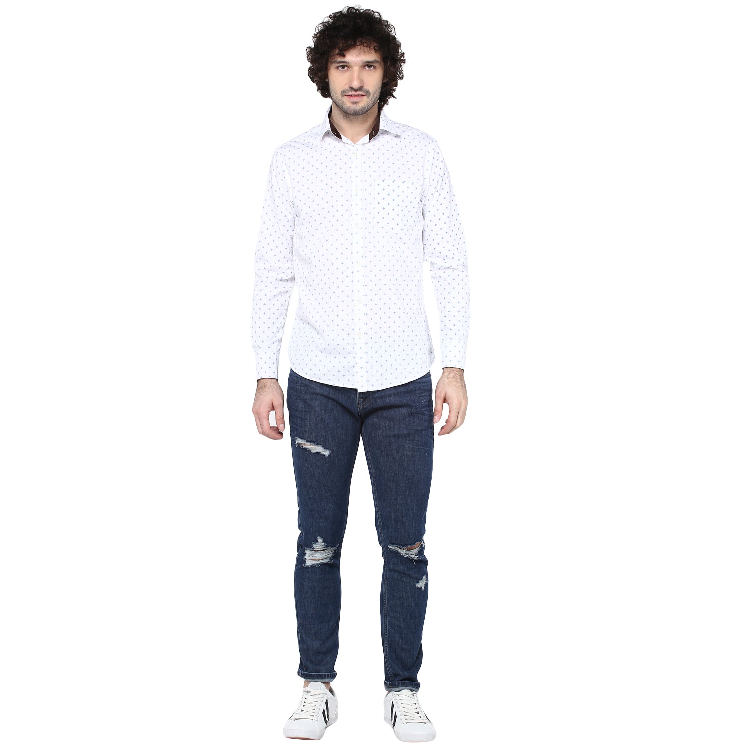 Crosscreek Men White Printed Casual Shirt Crosscreek