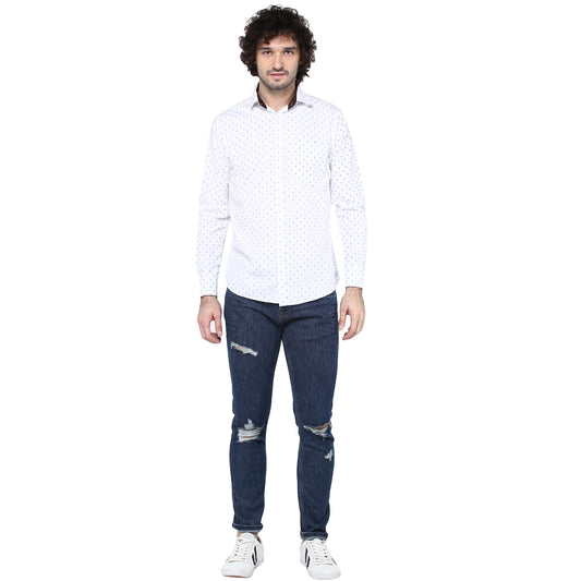 Crosscreek Men White Printed Casual Shirt Crosscreek