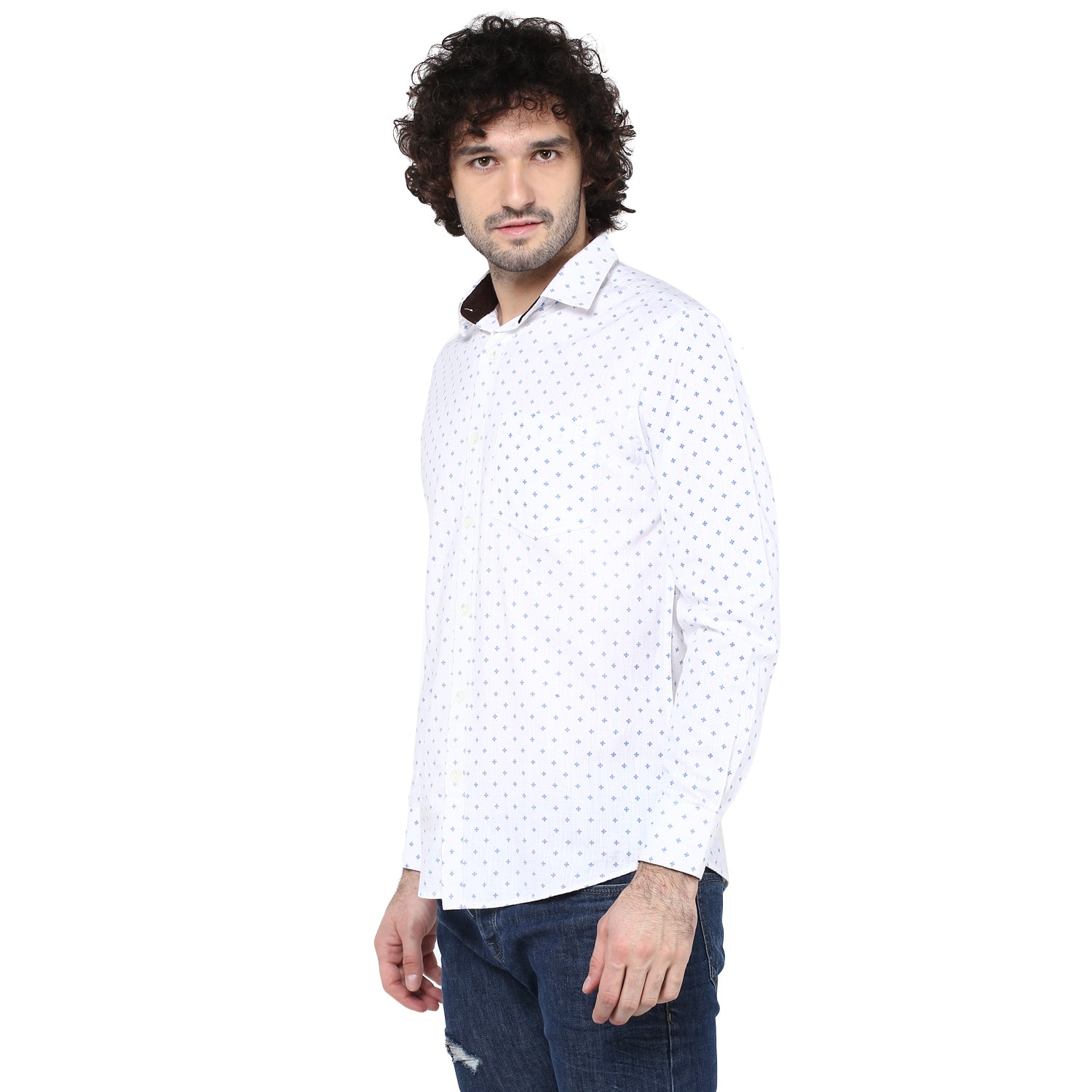 Crosscreek Men White Printed Casual Shirt Crosscreek